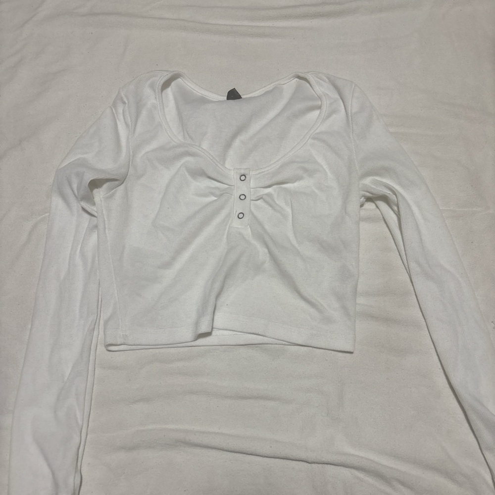 SHEIN White Scoop Neck Long Sleeve Top
